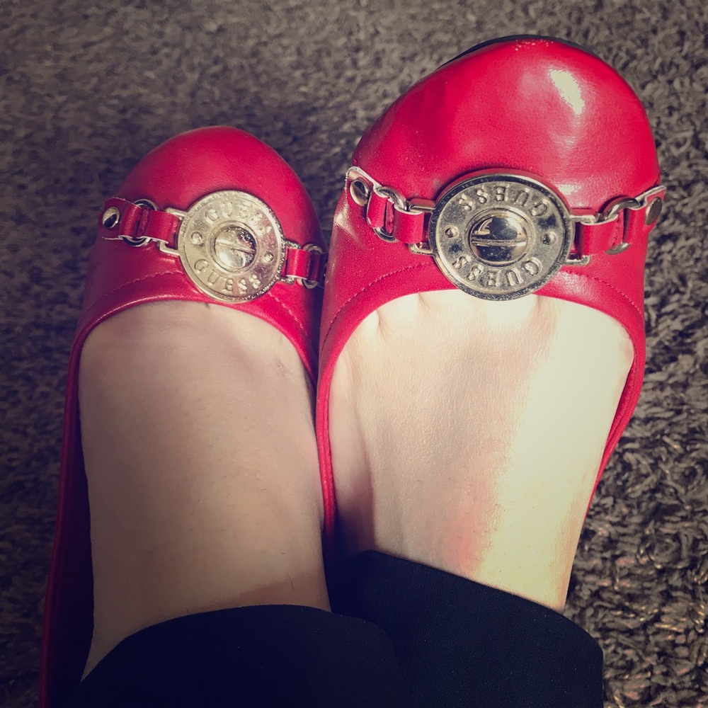 Guess red flats Size 8